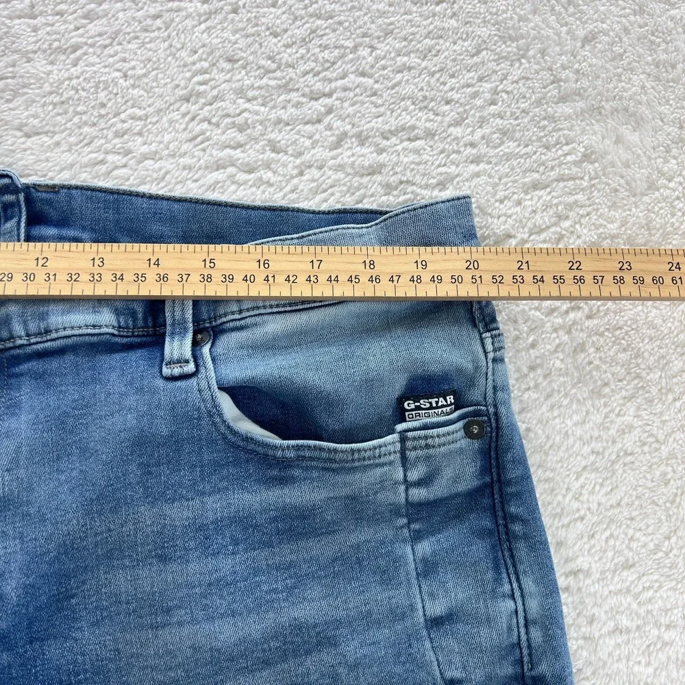 G-Star Original Jeans Mens 40X 33 Light Blue Raw Stretch Skinny - INSEAM ALTERED